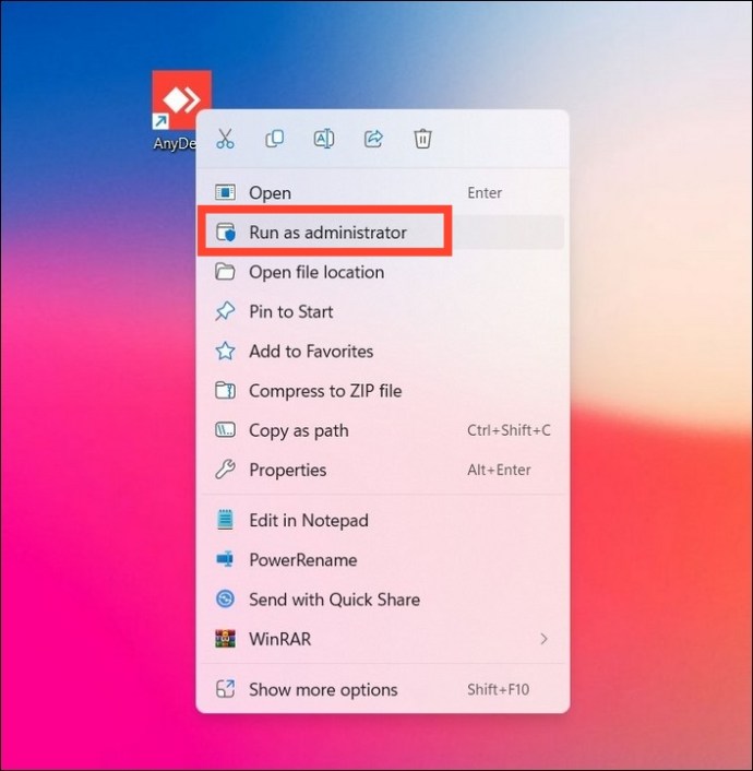 run anydesk as admin