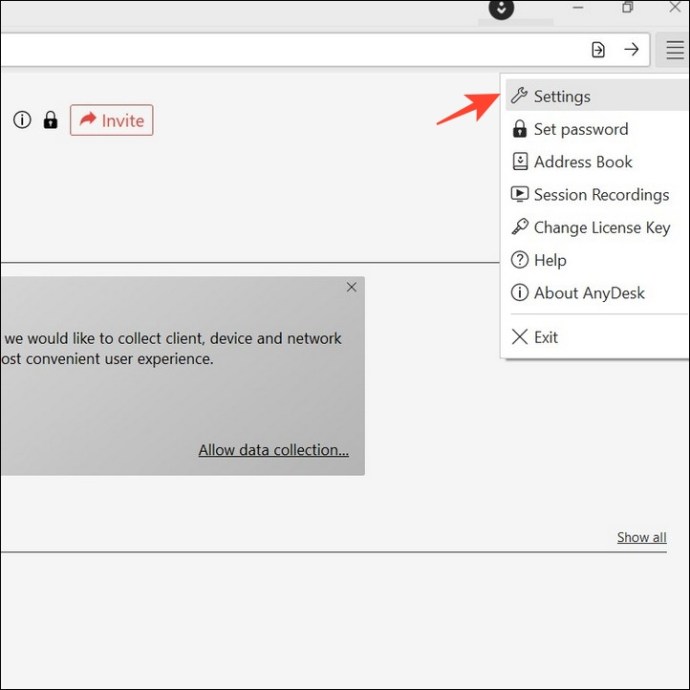 open AnyDesk settings