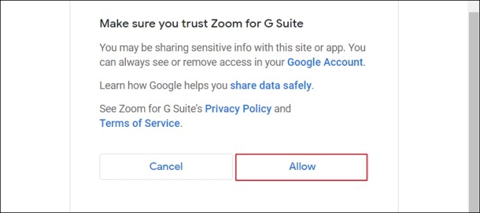 Allow option in the Google Calendar