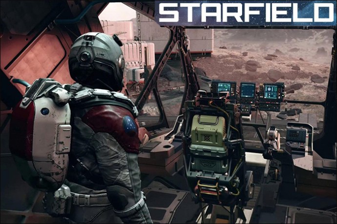 A man looking out the cockpit of a ship in Starfield