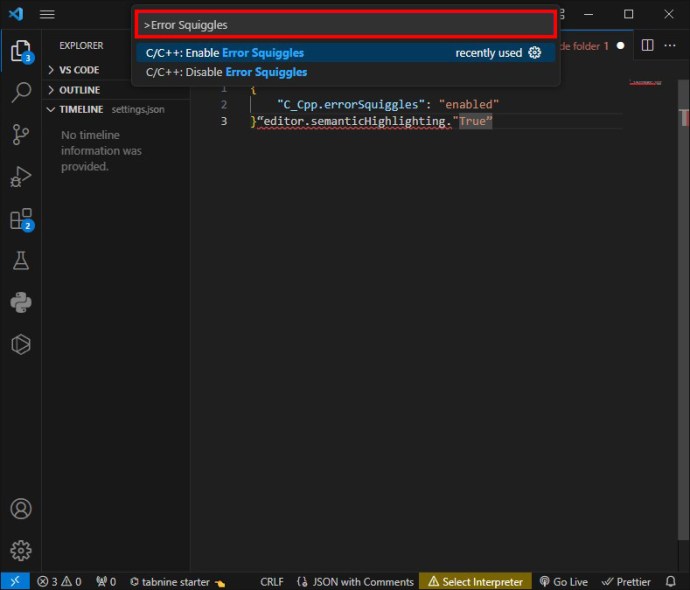 Searching for Error Squiggles in VS Code