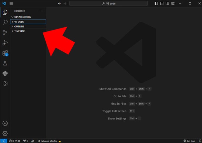 Selecting a project in VS Code