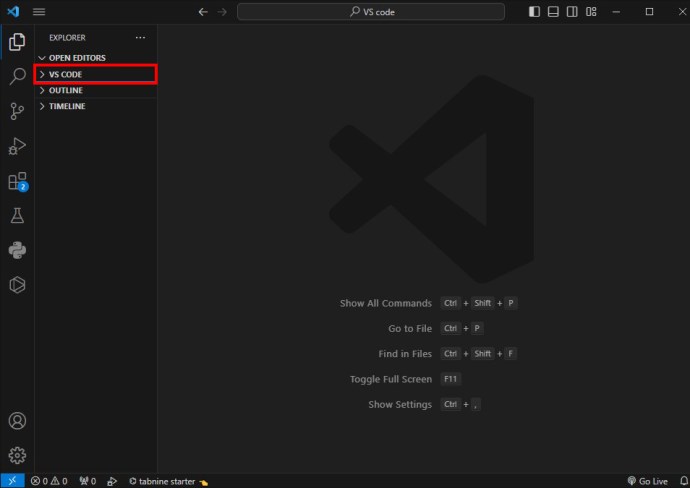 Highlighting the VS CODE folder in VS Code