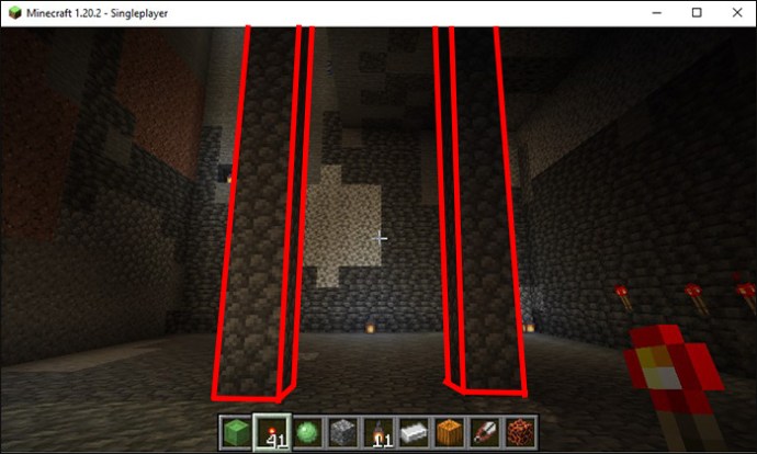 Minecraft; 20 block pillars for Slimeball farm on desktop.