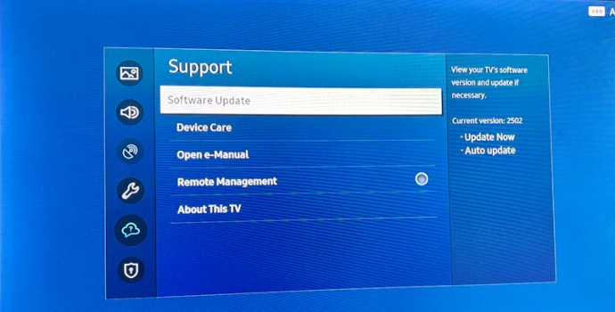 Software Update in Samsung TV Settings