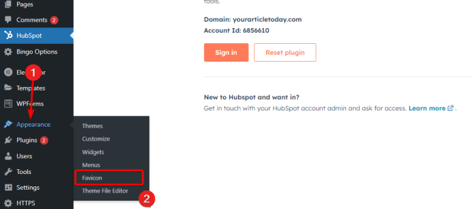 Favicon option on plugin