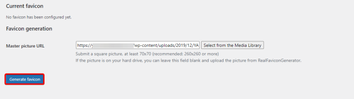 Generate Favicon Wordpress option