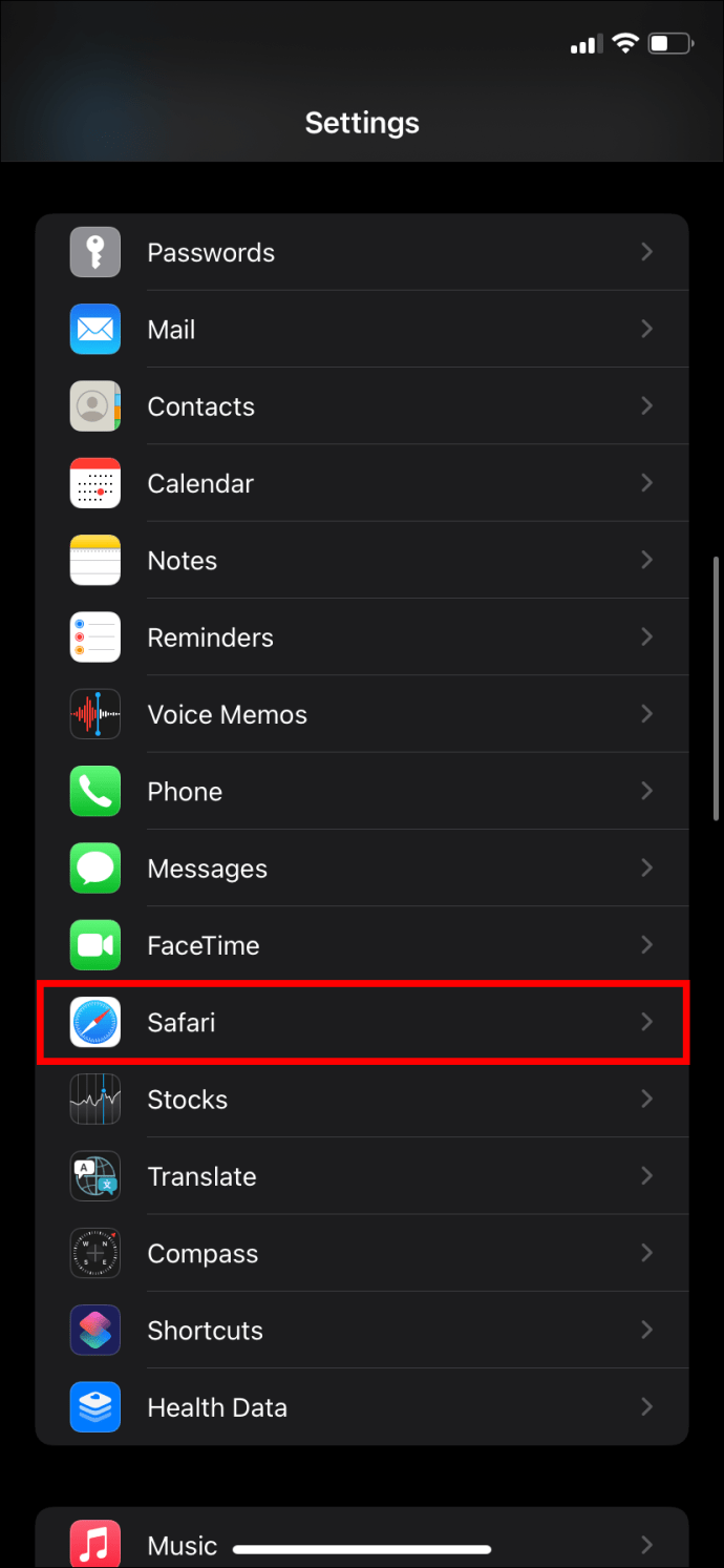 iPhone Safari Settings