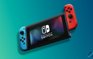 Nintendo switch on a blue background