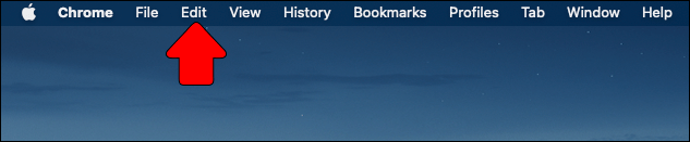 Opening the Edit menu in the macOS menu bar