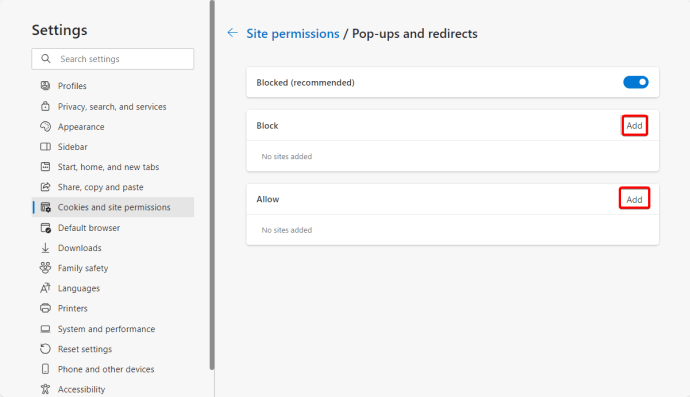 Pop up exceptions on Edge