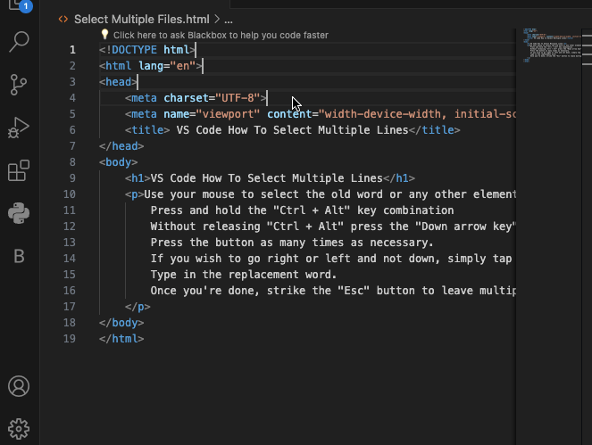 Placing cursors at the end of highlighted lines in VS Code