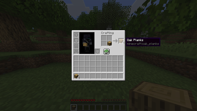 Crafting a Log into Planks in Minecraft