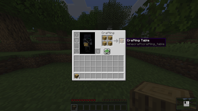 Crafting a Crafting Table in Minecraft