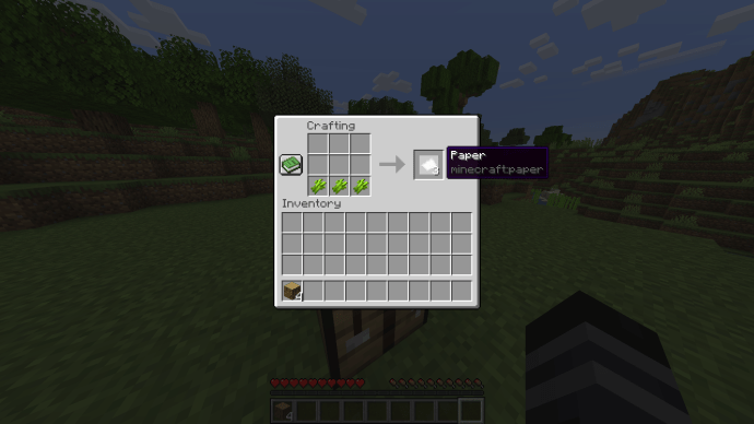 Crafting Paper from Sugar Cane in Minecraft
