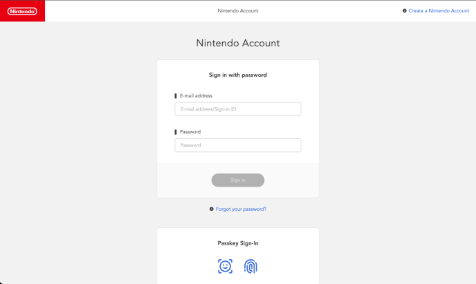 Logging in to your Nintendo Account on the web