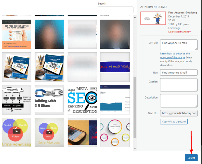 Select the image from Media Library