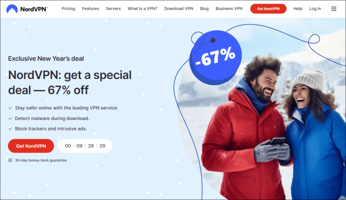 NordVPN landing Page